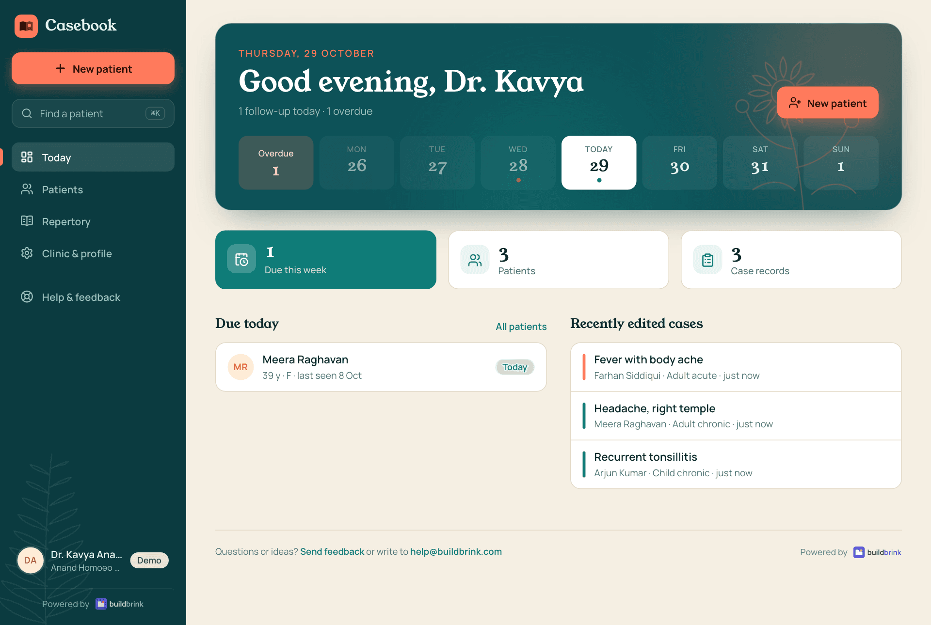 The Today screen with the week of follow-ups